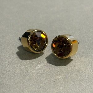 Michael Kors Gold and Brown Stud Earrings